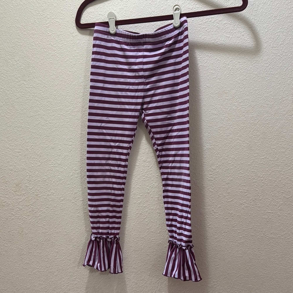 Purple Striped Kids Leggings